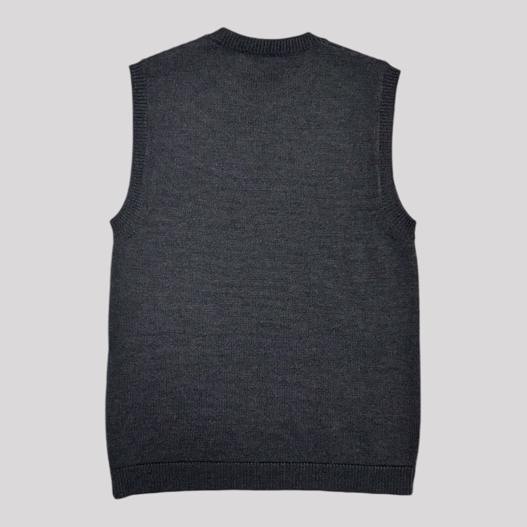 Fendi Wool Knit Embroidered Logo Crewneck Sweater Vest