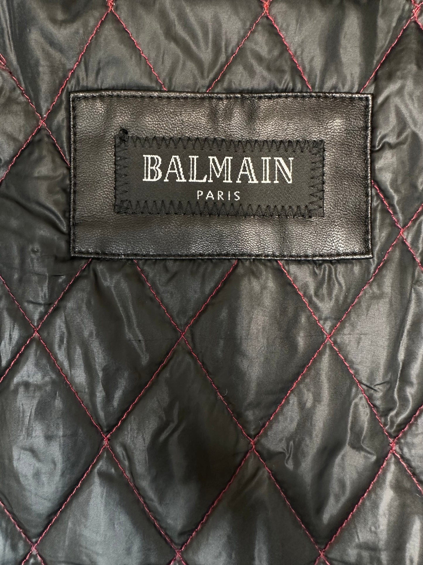 Balmain Paris Biker Synthetic Leather Jacket