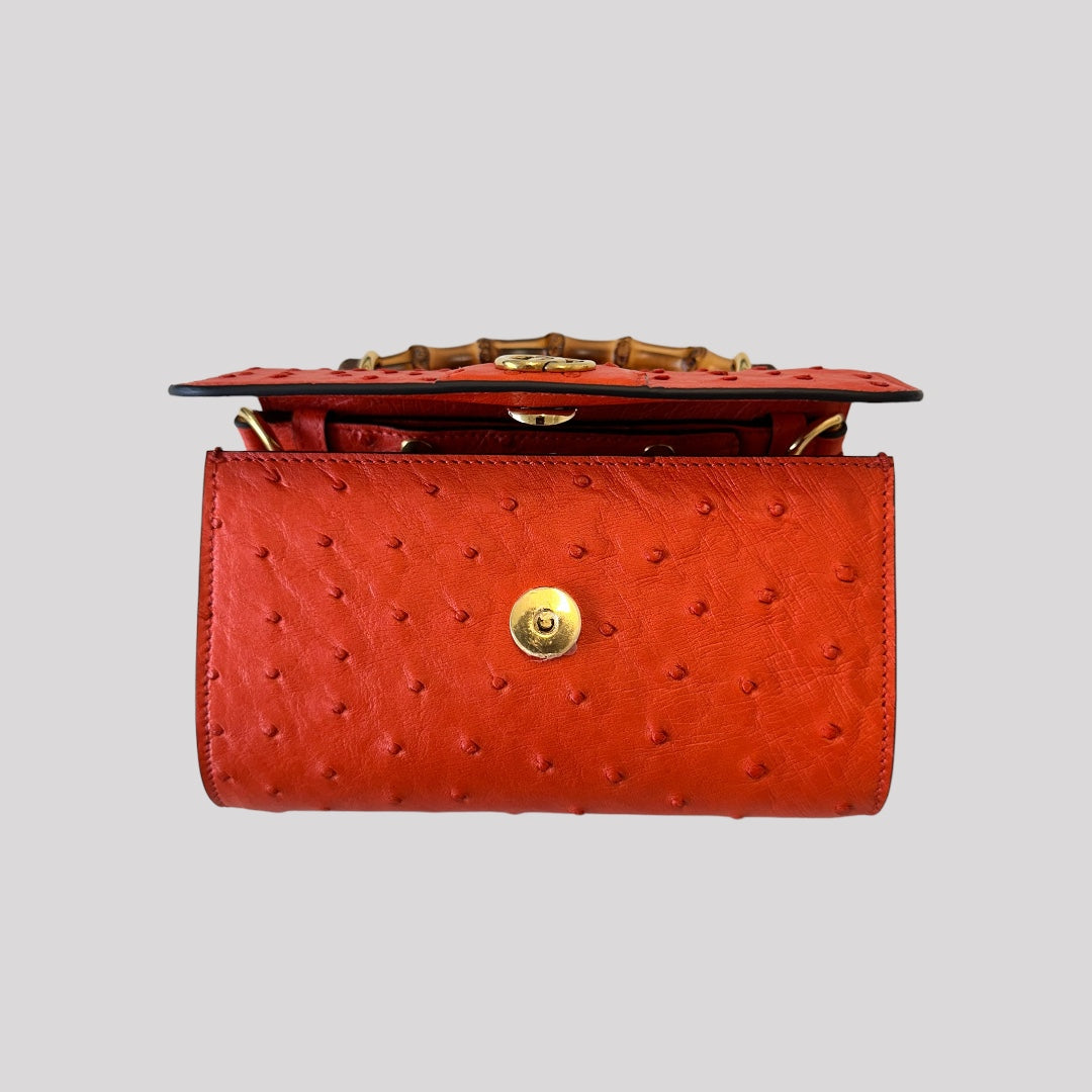 Gucci Diana Ostrich Handbag