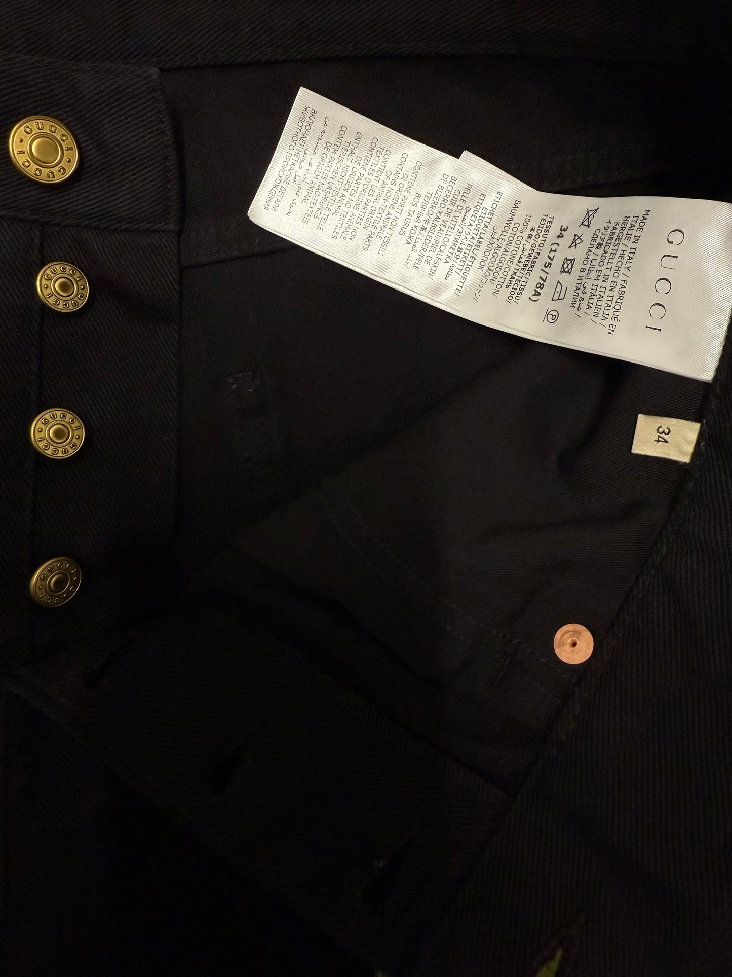 Gucci Hoursebit Detail Tapered Denim Jeans