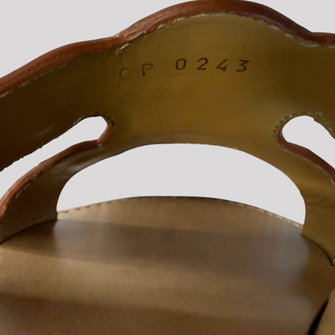 Celine Triomphe Mule In Calfskin Sandals