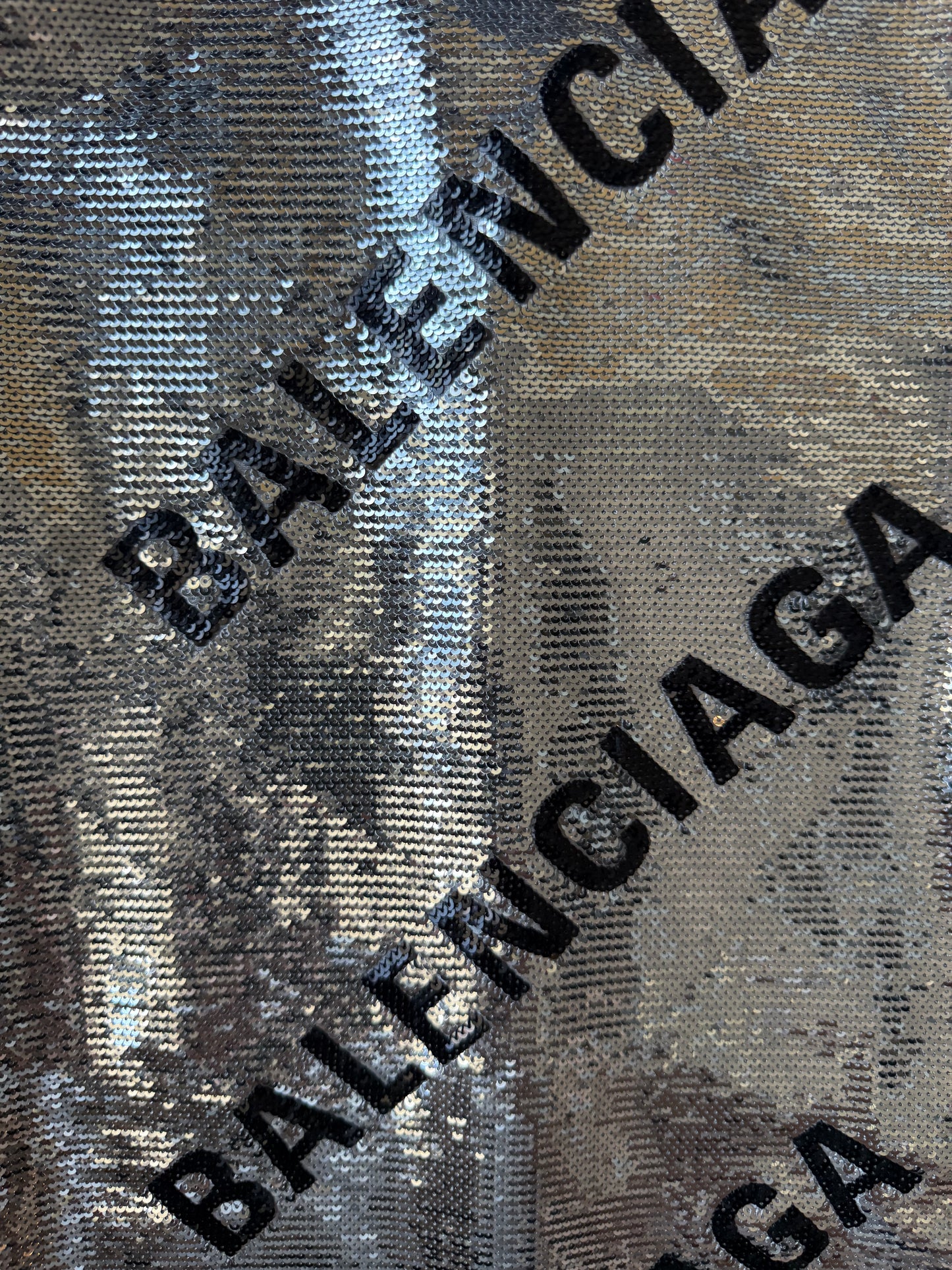 Balenciaga Allover Logo Embroidered Evening Shirr