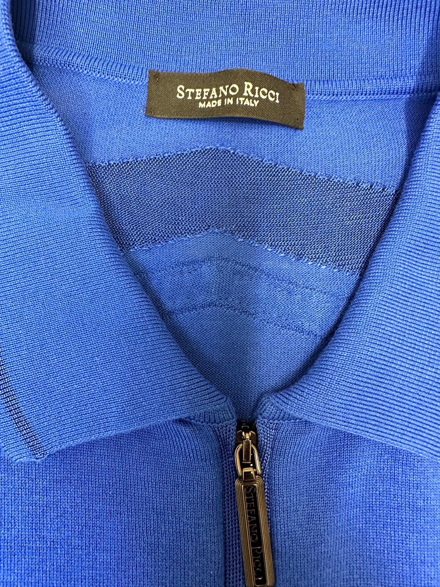Stefano Ricci Leather Trim Embroidery Logo Zip Polo