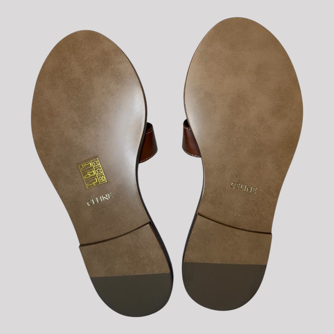 Celine Triomphe Mule In Calfskin Sandals
