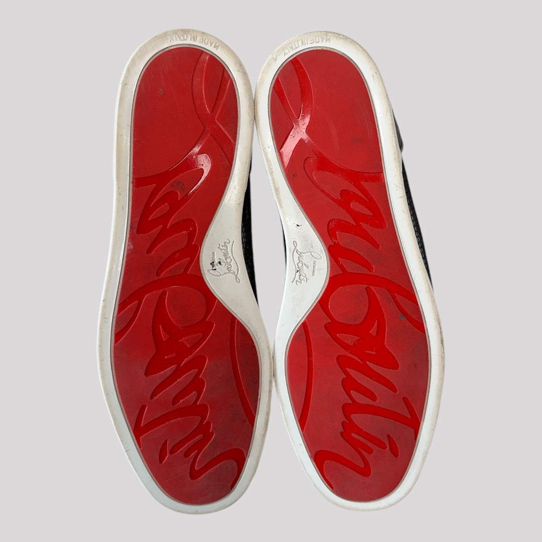 Christian Louboutin Spike Accents Colorblock Pattern Sneakers