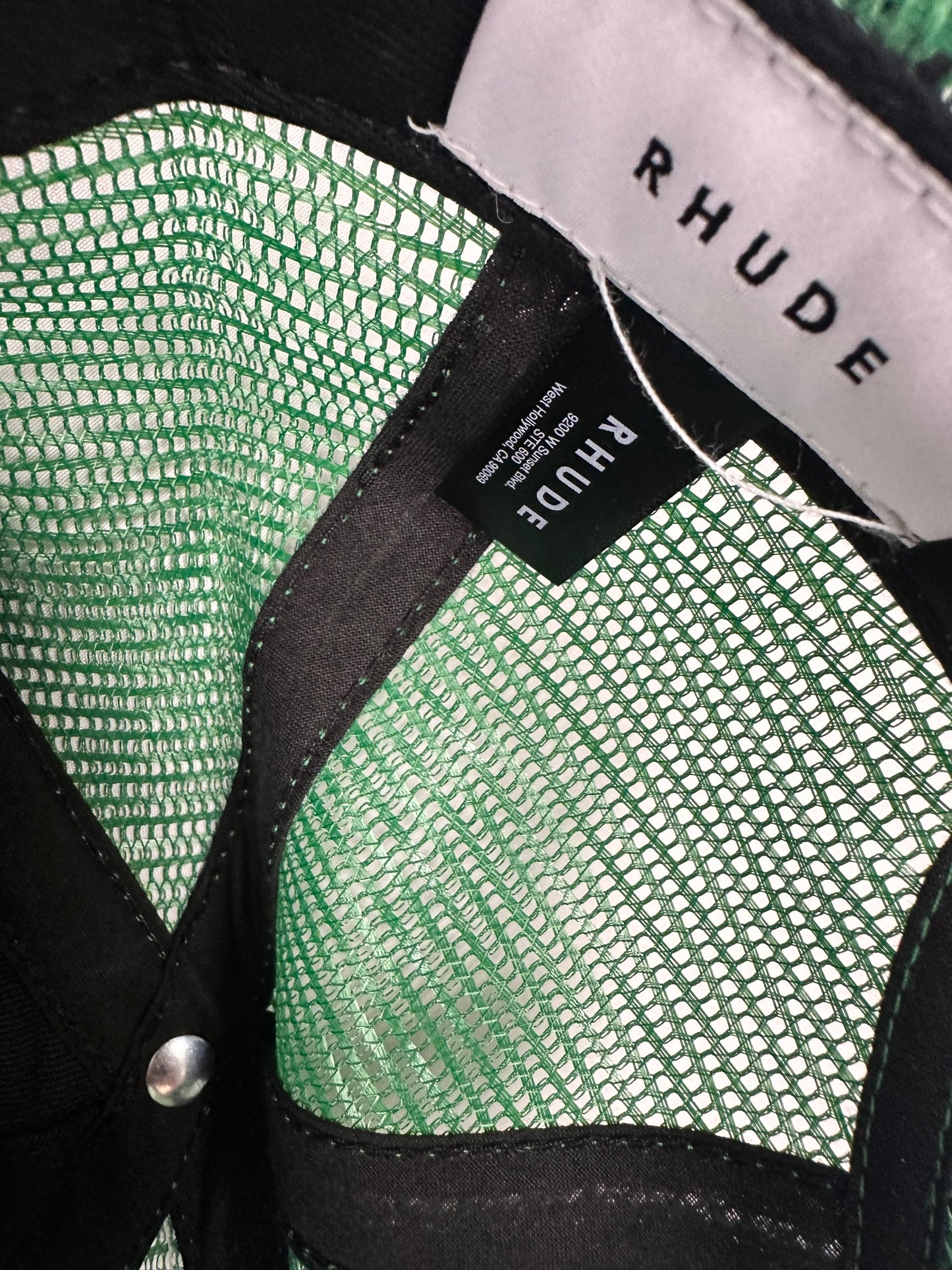 Rhude Green & White R Trucker Cap