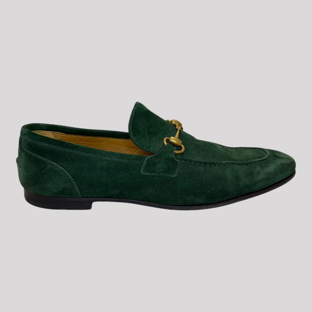 Gucci Jordaan Horsebit Suede Loafers