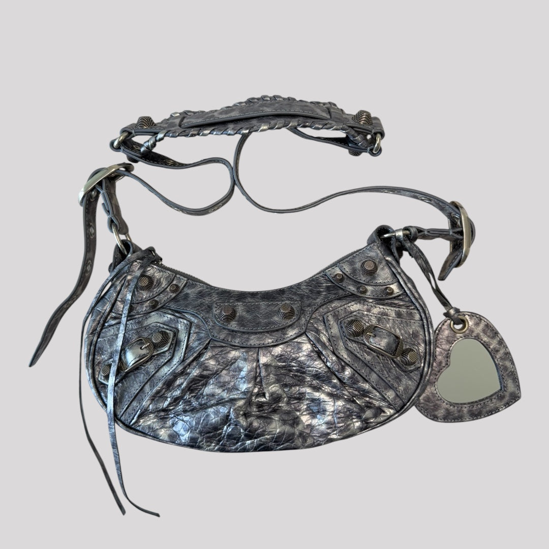 Balenciaga Le Cagole XS Shoulder Leopard Metallized Bag