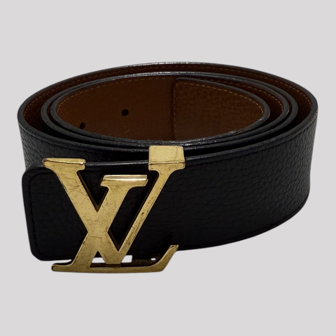 Louis Vuitton Black & Tan Reversible Initials 40MM Leather Belt