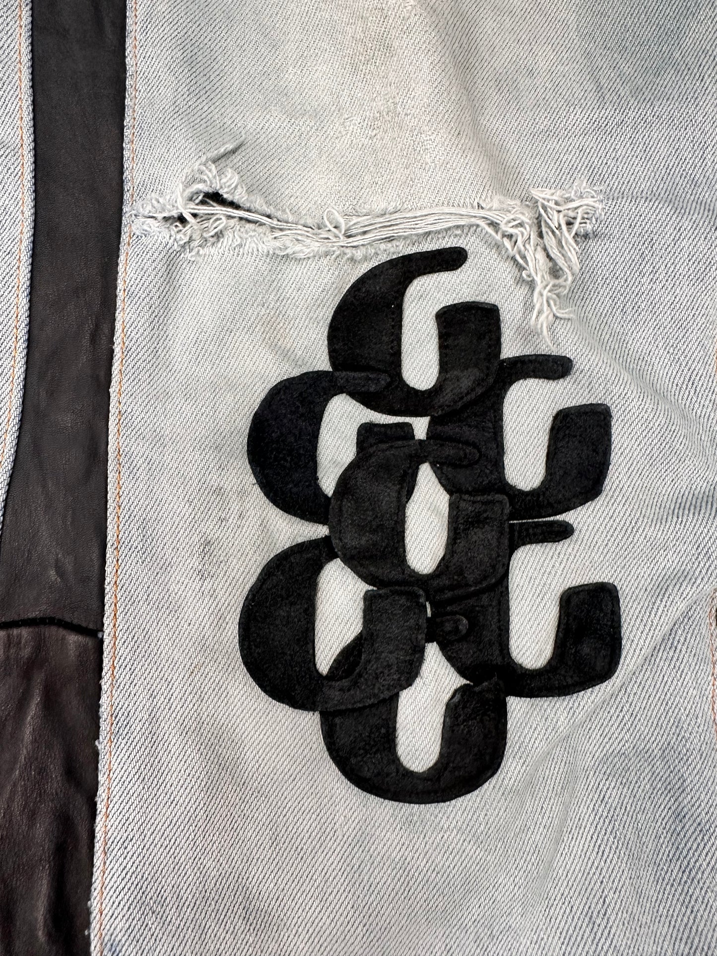 Gallery Dept G Patch La Flare Leather and Denim Pants