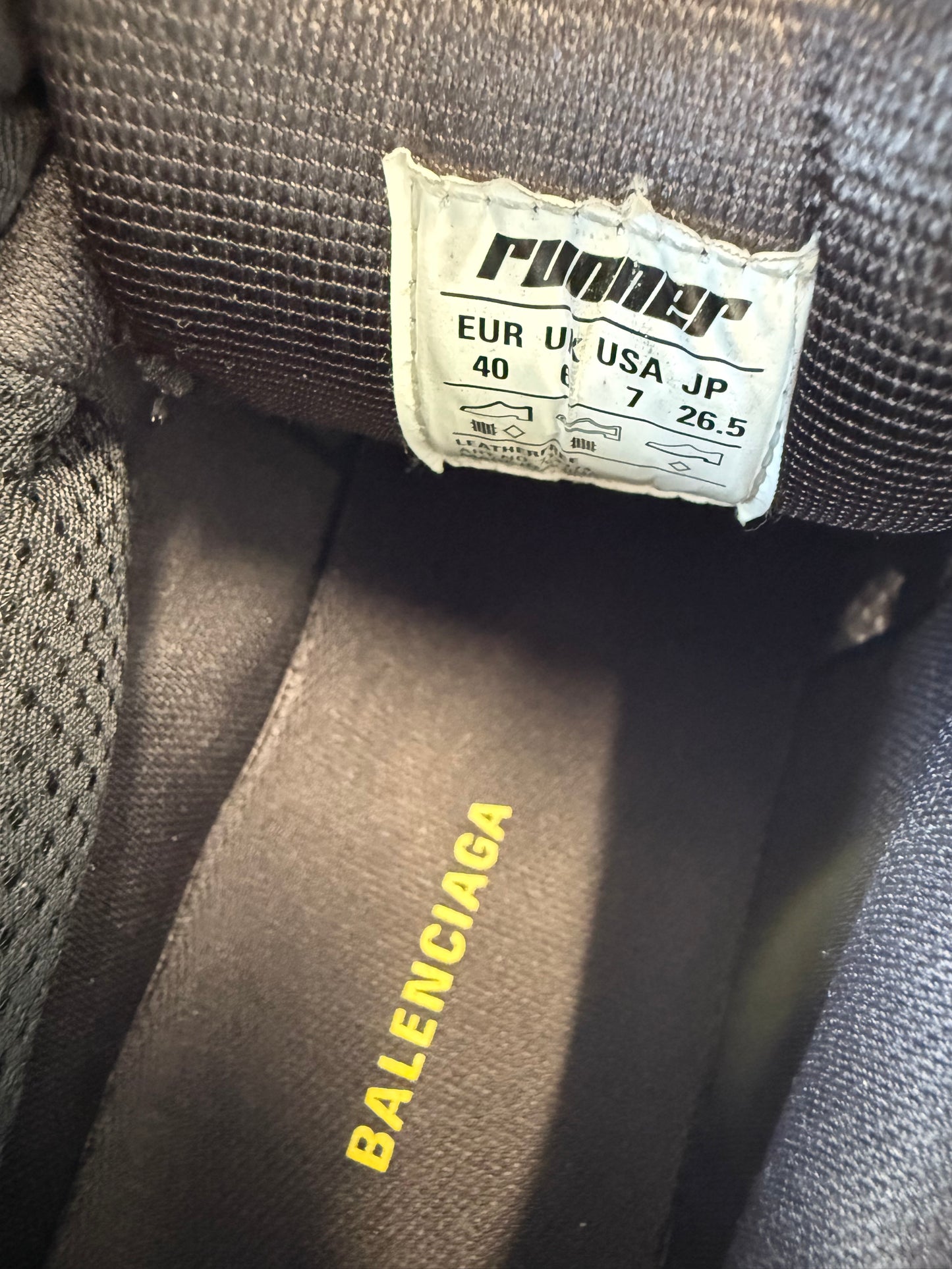 Balenciaga Dark Grey Yellow Runner Sneaker