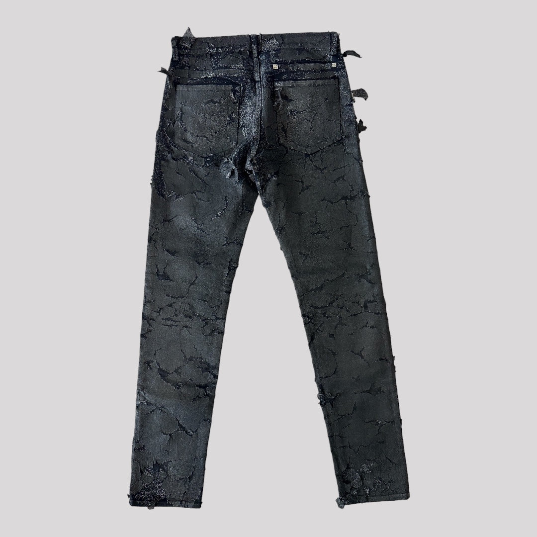 Givenchy Black Cracked Denim Pants