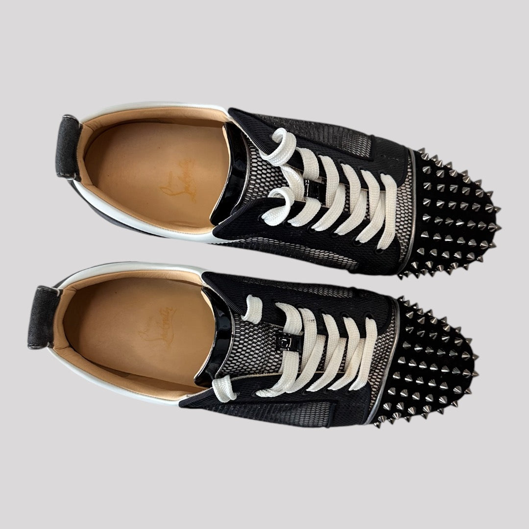 Christian Louboutin Spike Accents Colorblock Pattern Sneakers