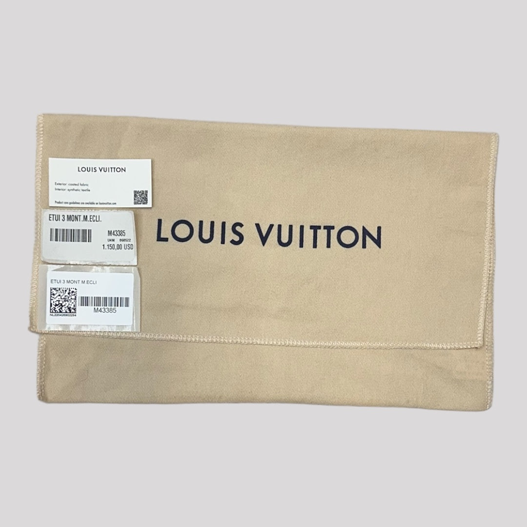 Louis Vuitton Monogram Eclipse Travel 3 Watch Case