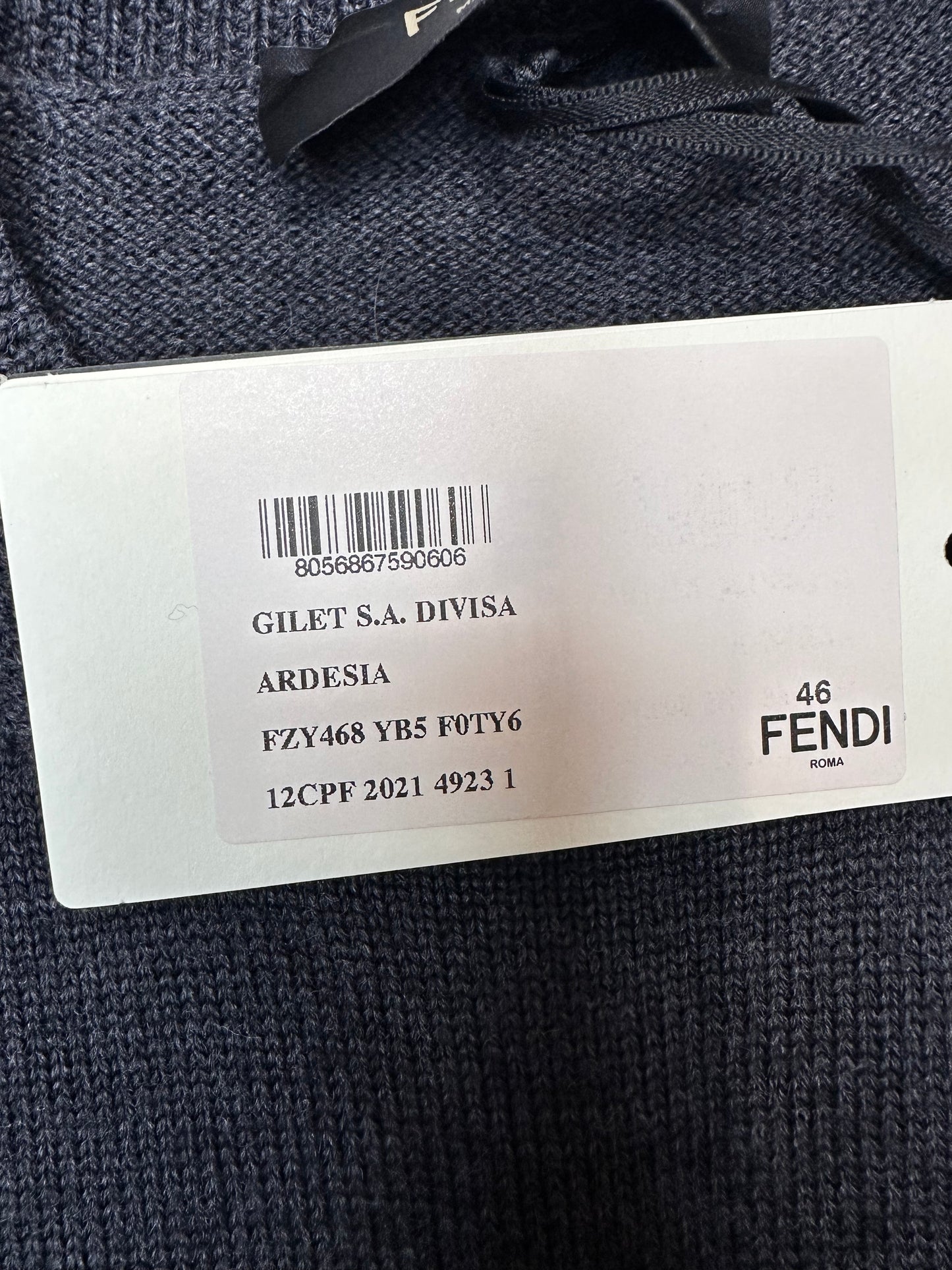 Fendi Wool Knit Embroidered Logo Crewneck Sweater Vest