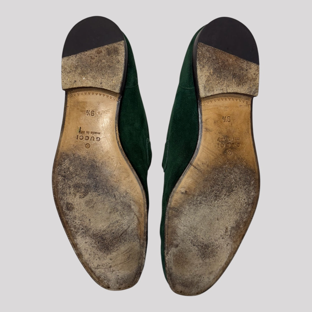 Gucci Jordaan Horsebit Suede Loafers
