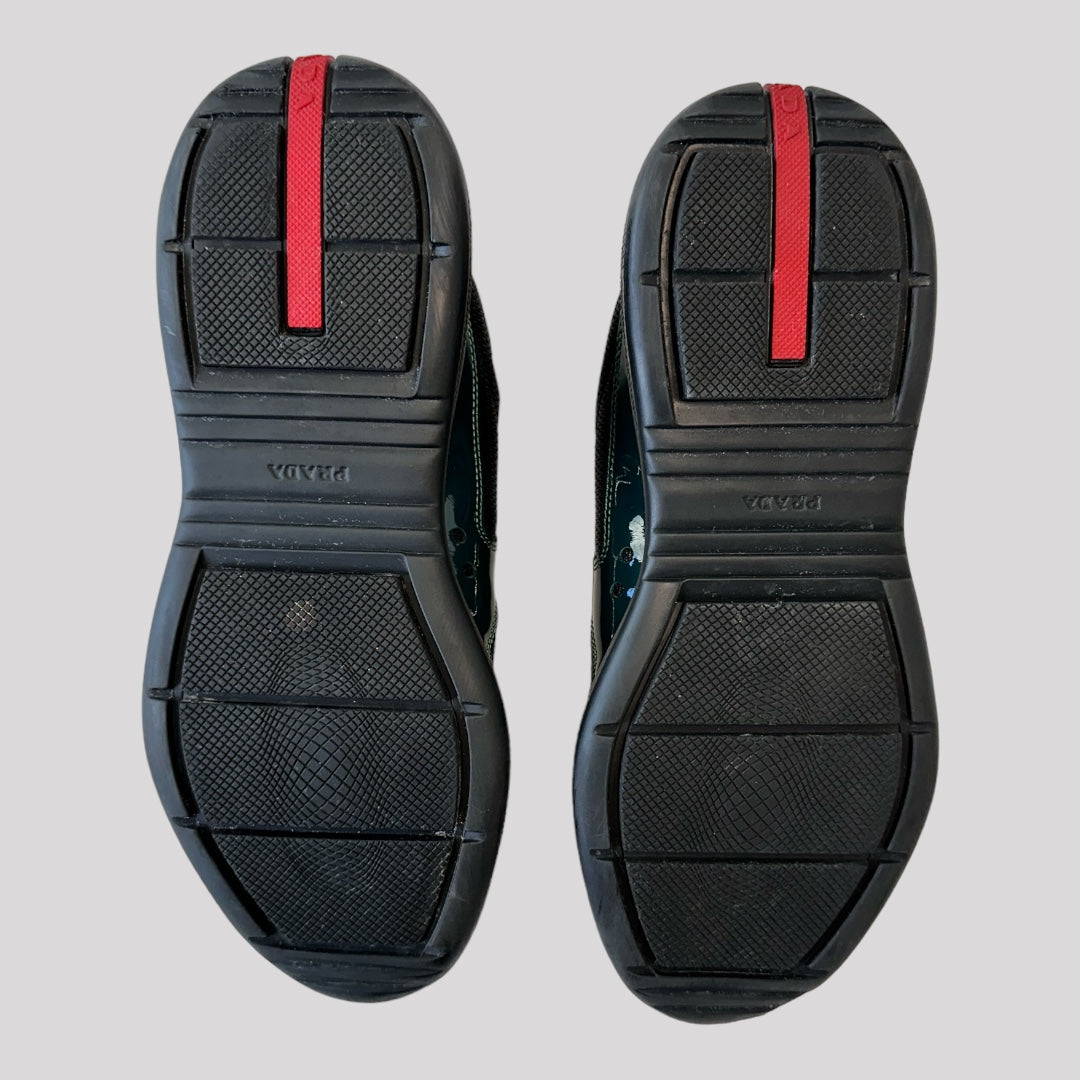Prada American Cup Green Patent Black Sneaker