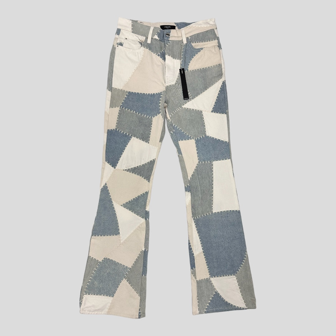 Amiri Alabaster Patchwork Flare Jeans