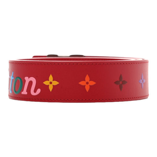 Louis Vuitton Red Leather Monogram LV Initiales Belt