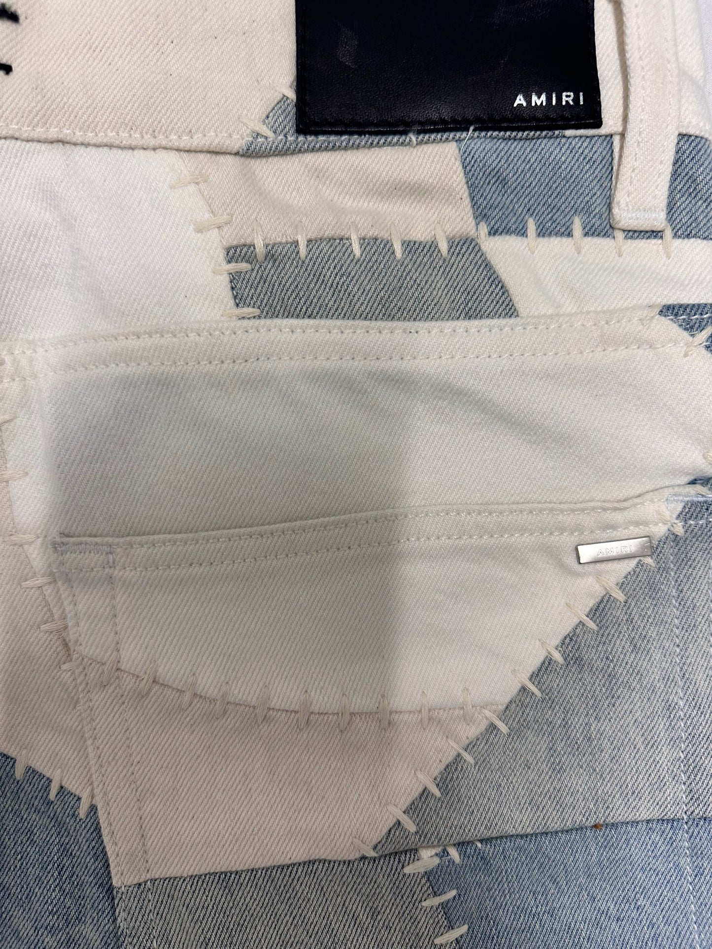 Amiri Alabaster Patchwork Flare Jeans