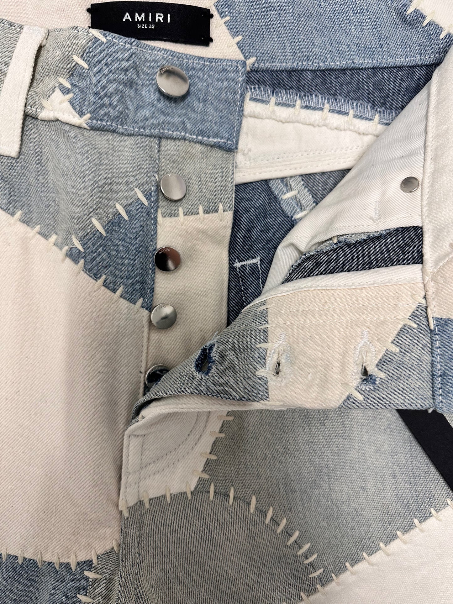 Amiri Alabaster Patchwork Flare Jeans