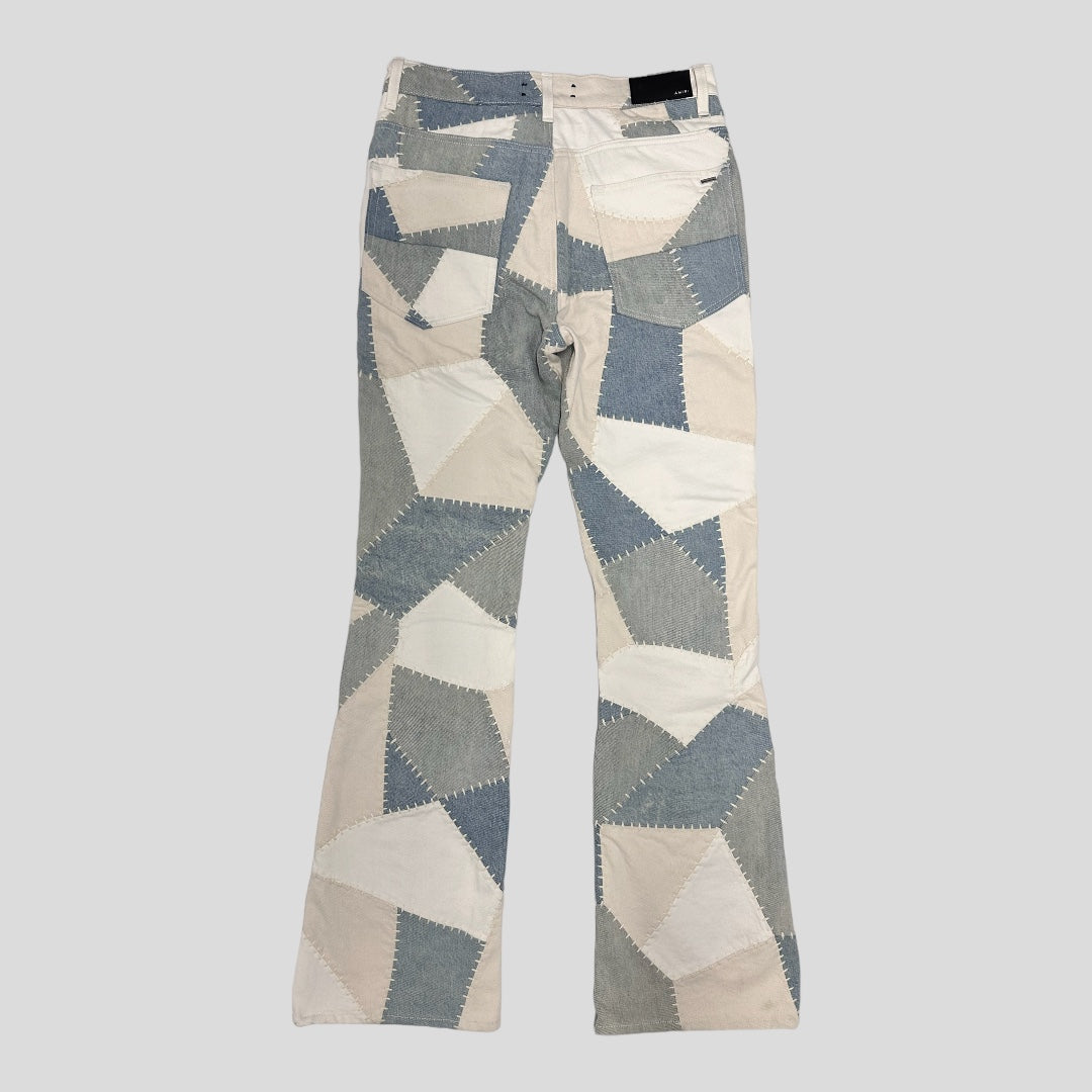 Amiri Alabaster Patchwork Flare Jeans
