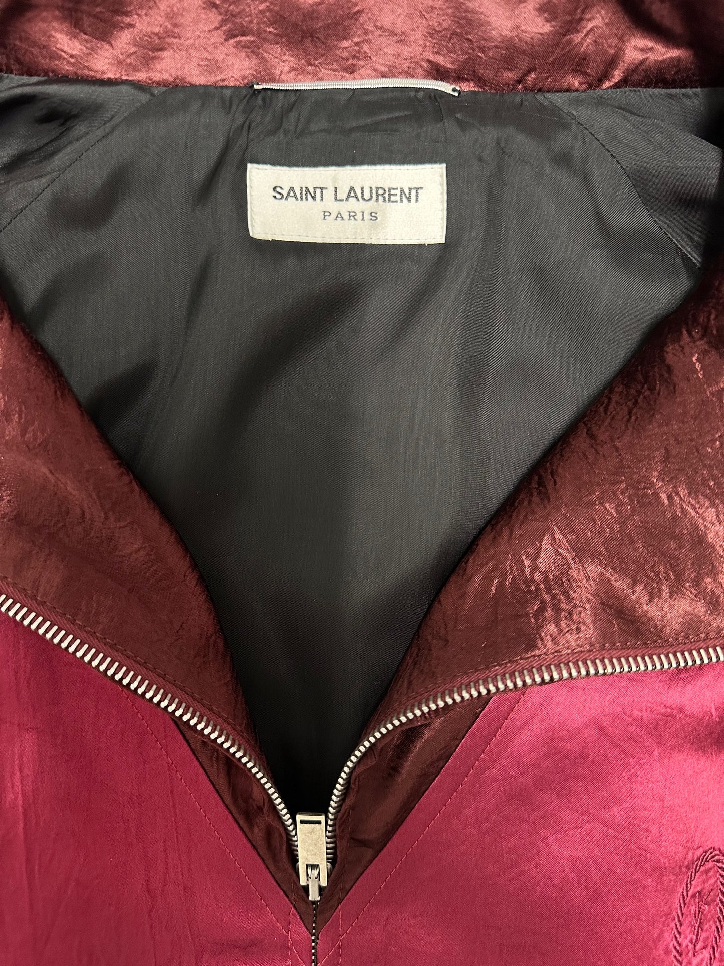 Saint Laurent Teddy Satin Moto Jacket