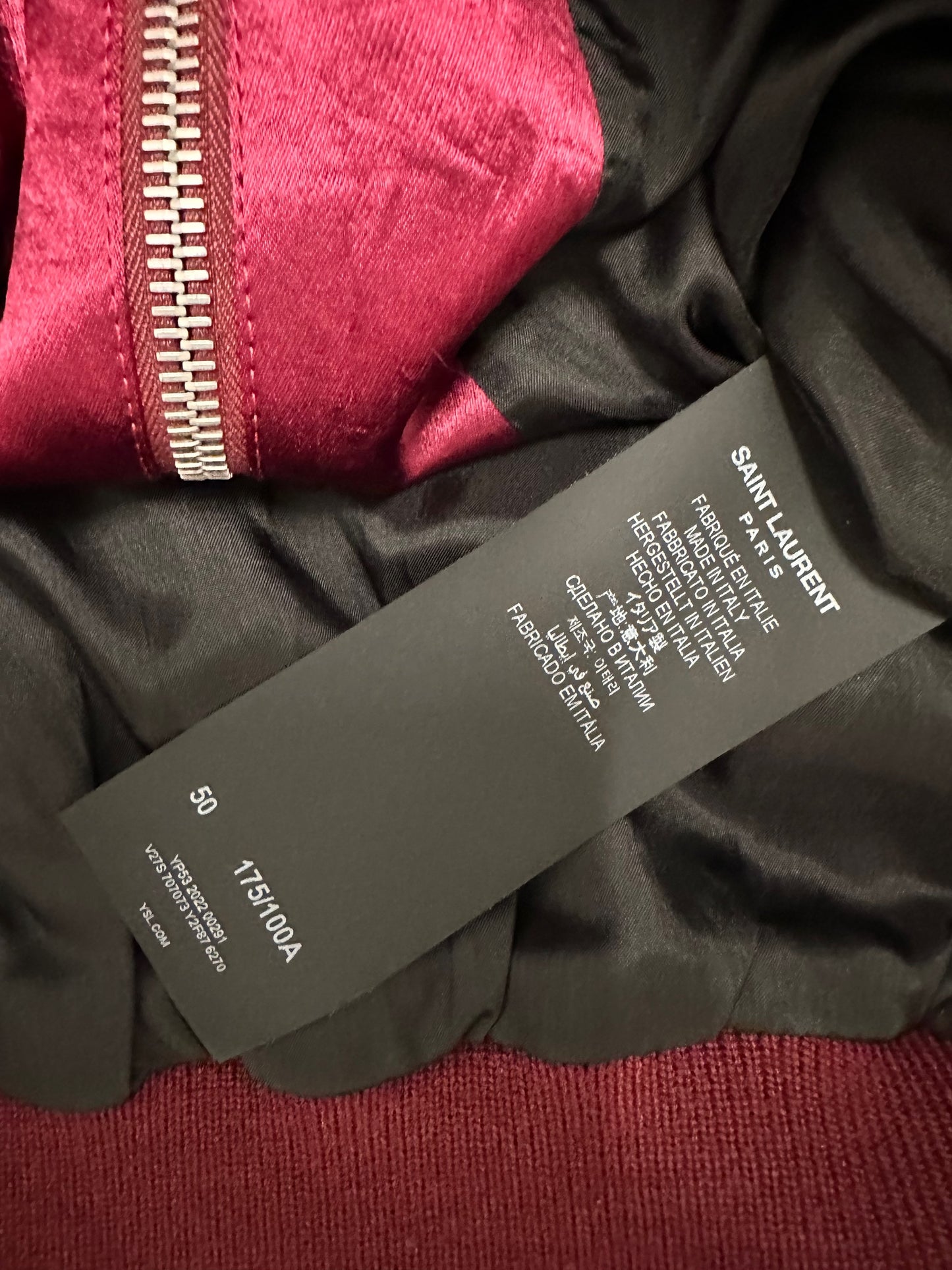 Saint Laurent Teddy Satin Moto Jacket