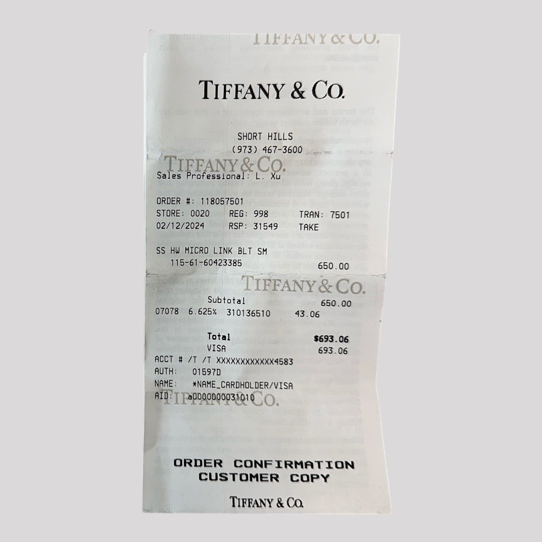 Tiffany Micro Link Sterling Sliver Bracelet