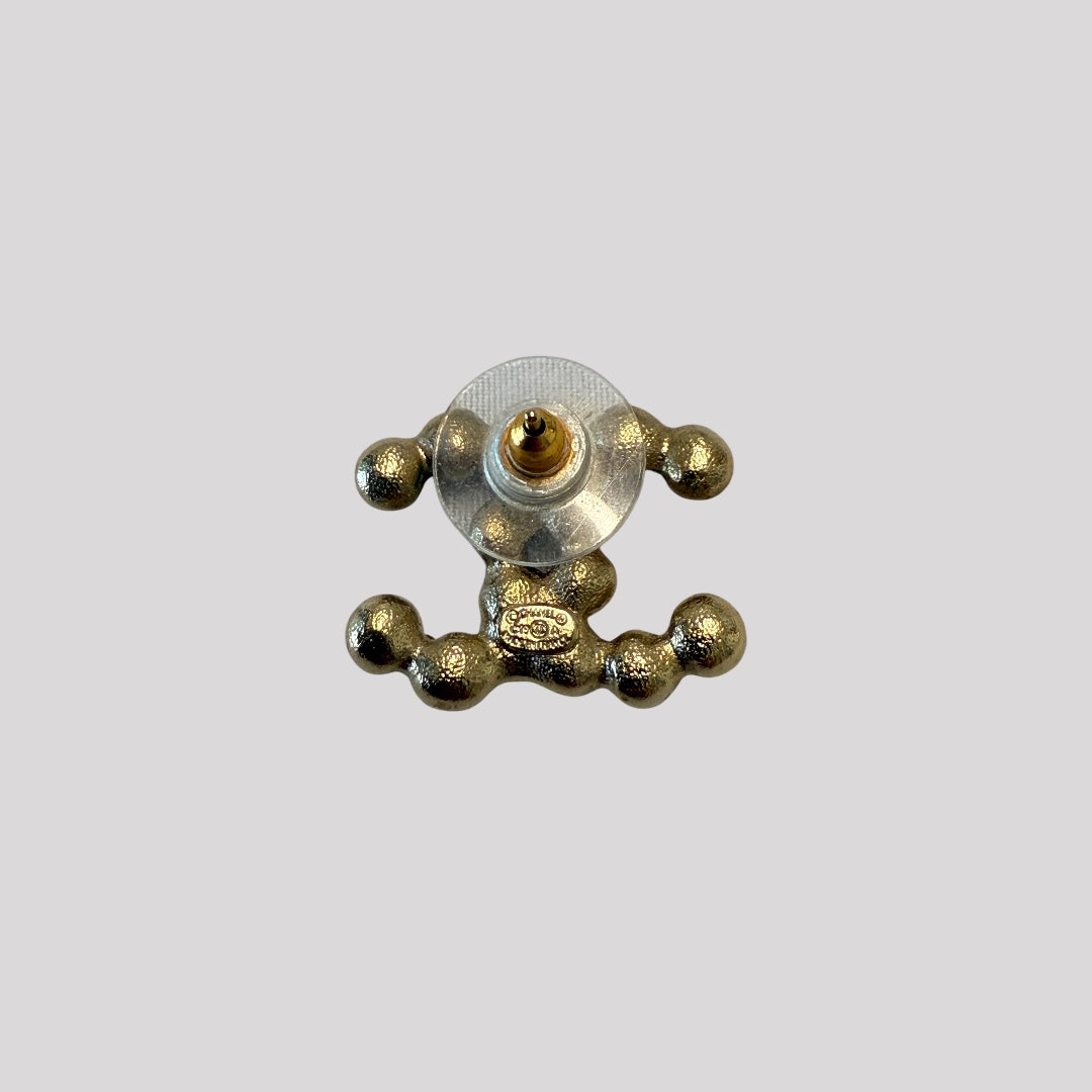 Chanel CC Crystal Pearl Gold Earrings