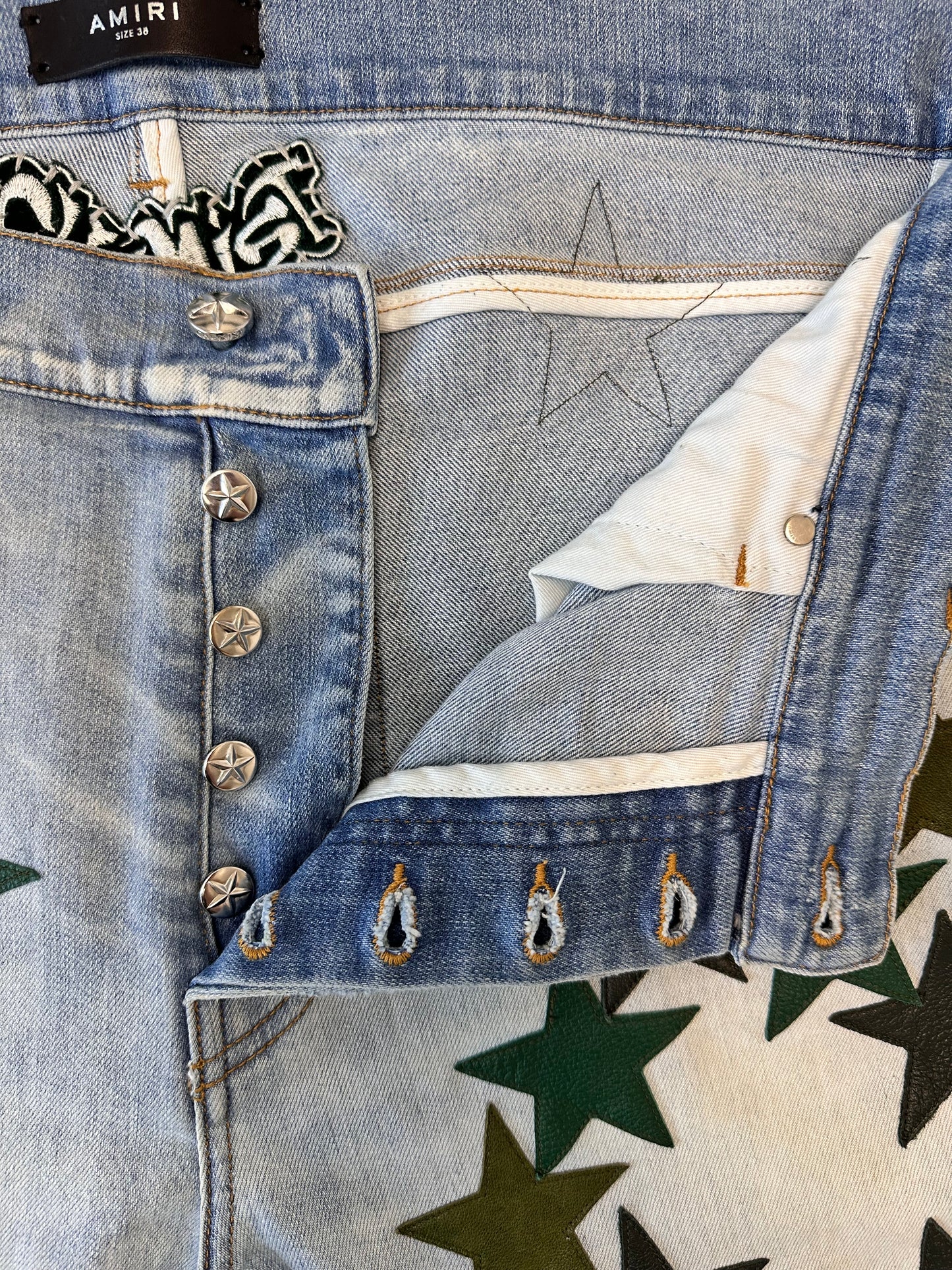 Amiri Chemist Stars Leather Jeans