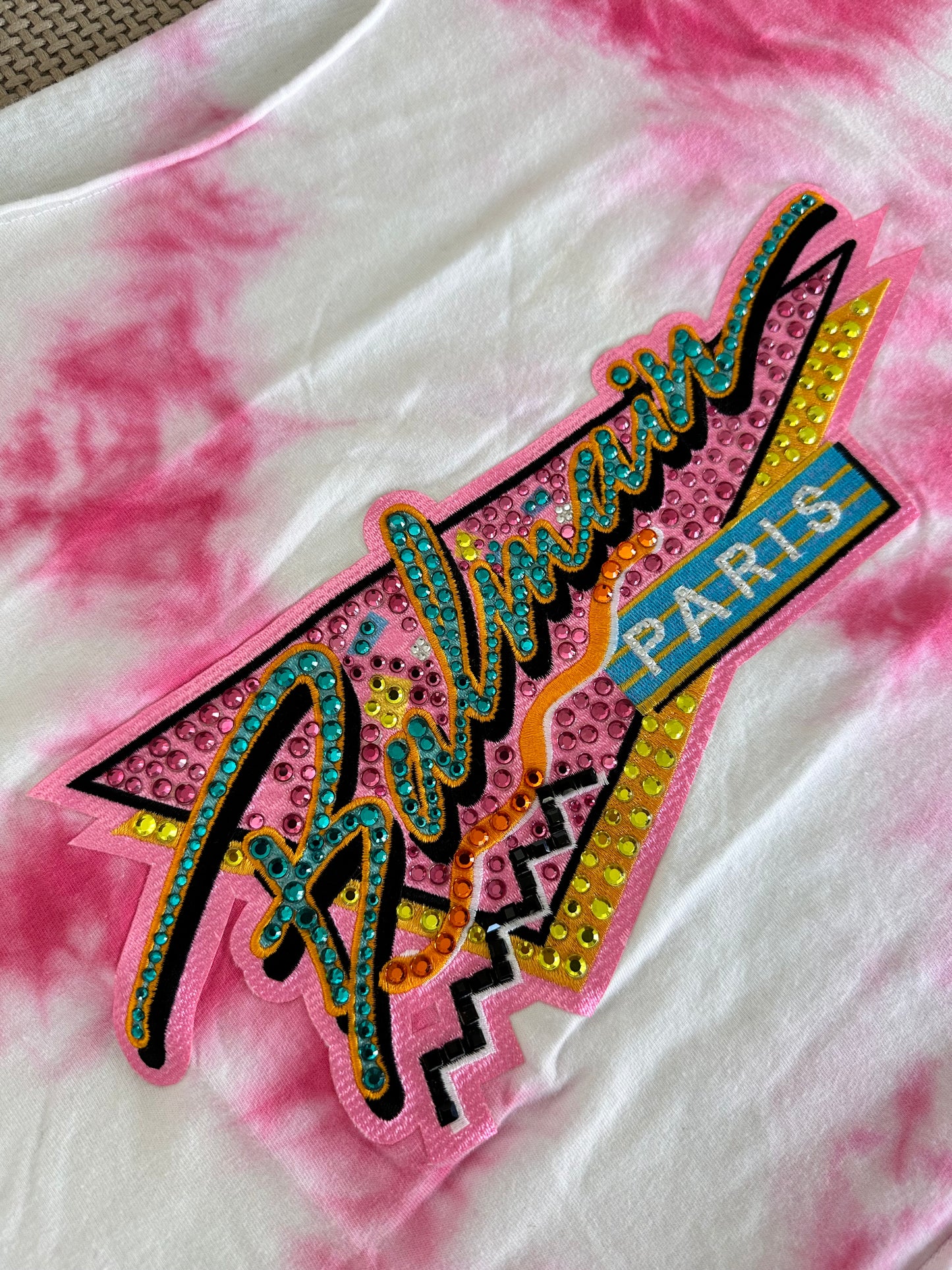 Balmain Tie-Dye Print Bateau Neckline Crop Top