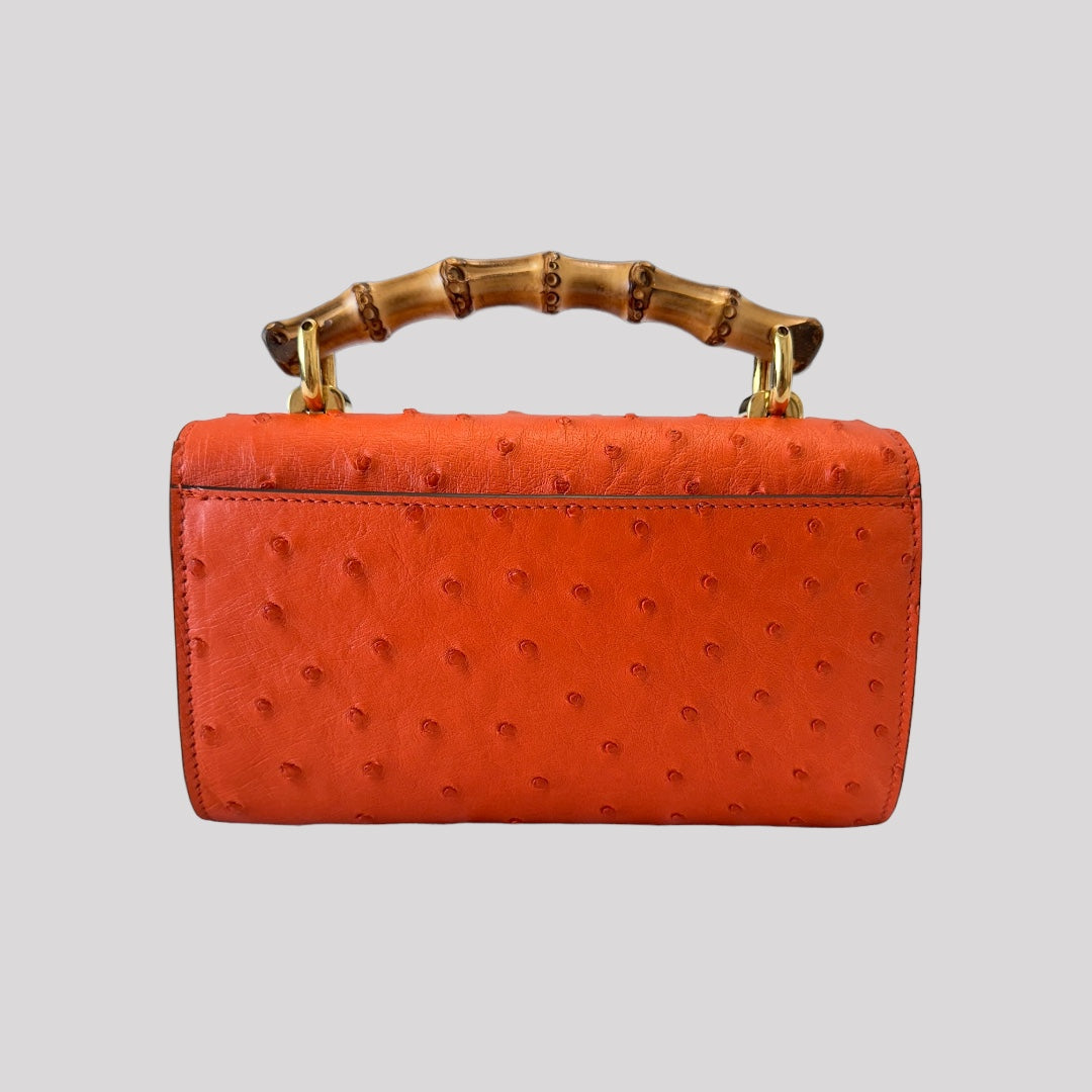 Gucci Diana Ostrich Handbag