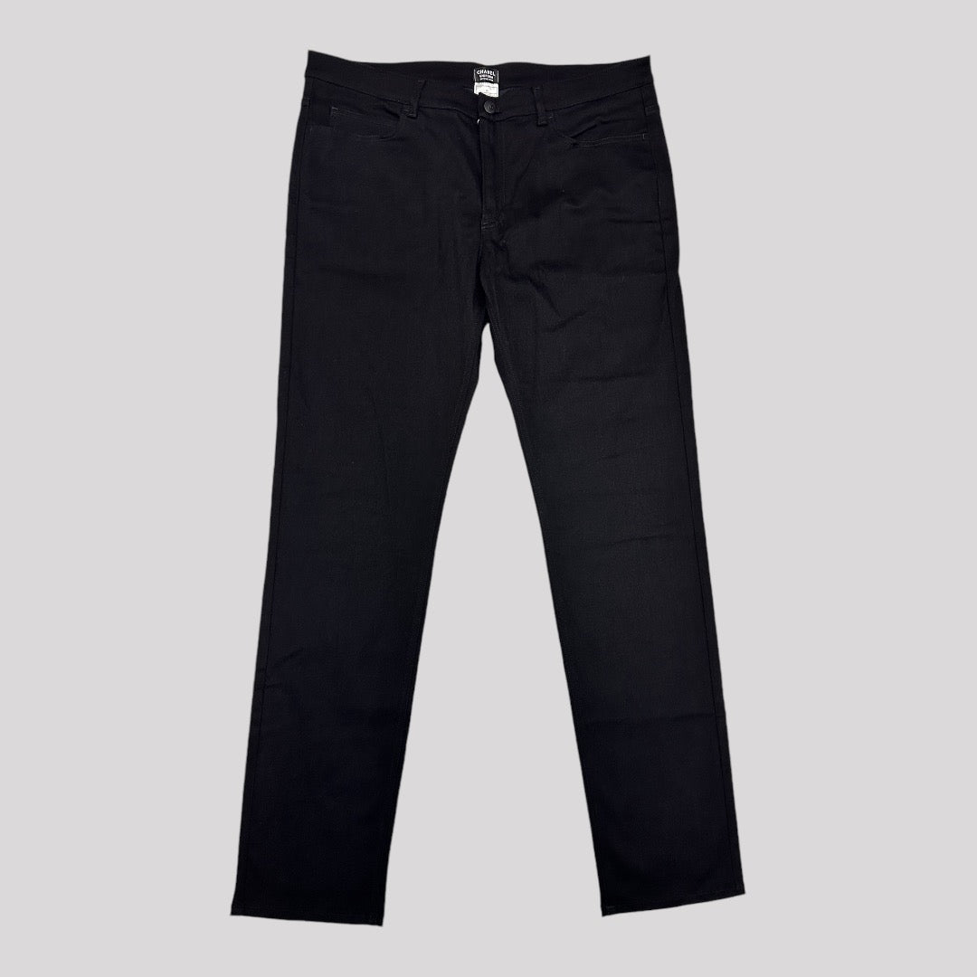 Chanel Employee Tiger CC Logo Button Straight Leg Jeans