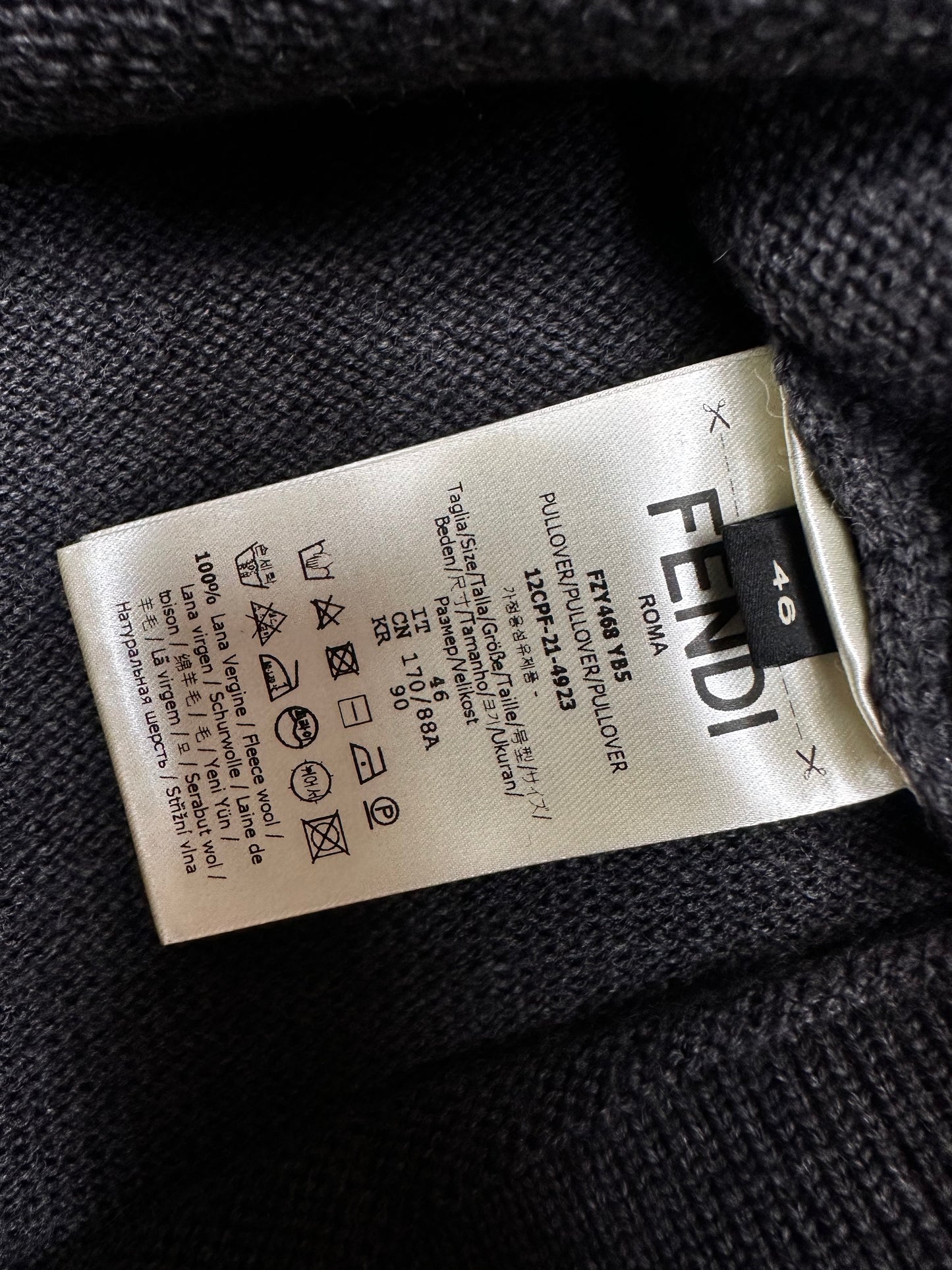 Fendi Wool Knit Embroidered Logo Crewneck Sweater Vest