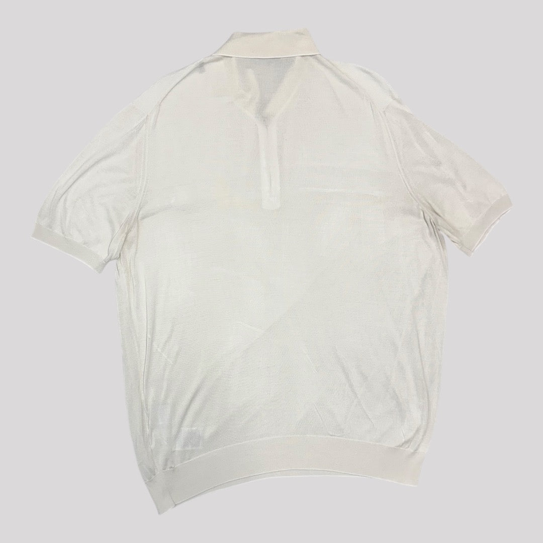 Stefano Ricci Leather Trim Logo Zip Polo