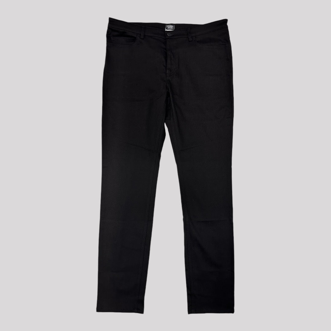 Chanel Employee CC Logo Button Straight Leg Jeans
