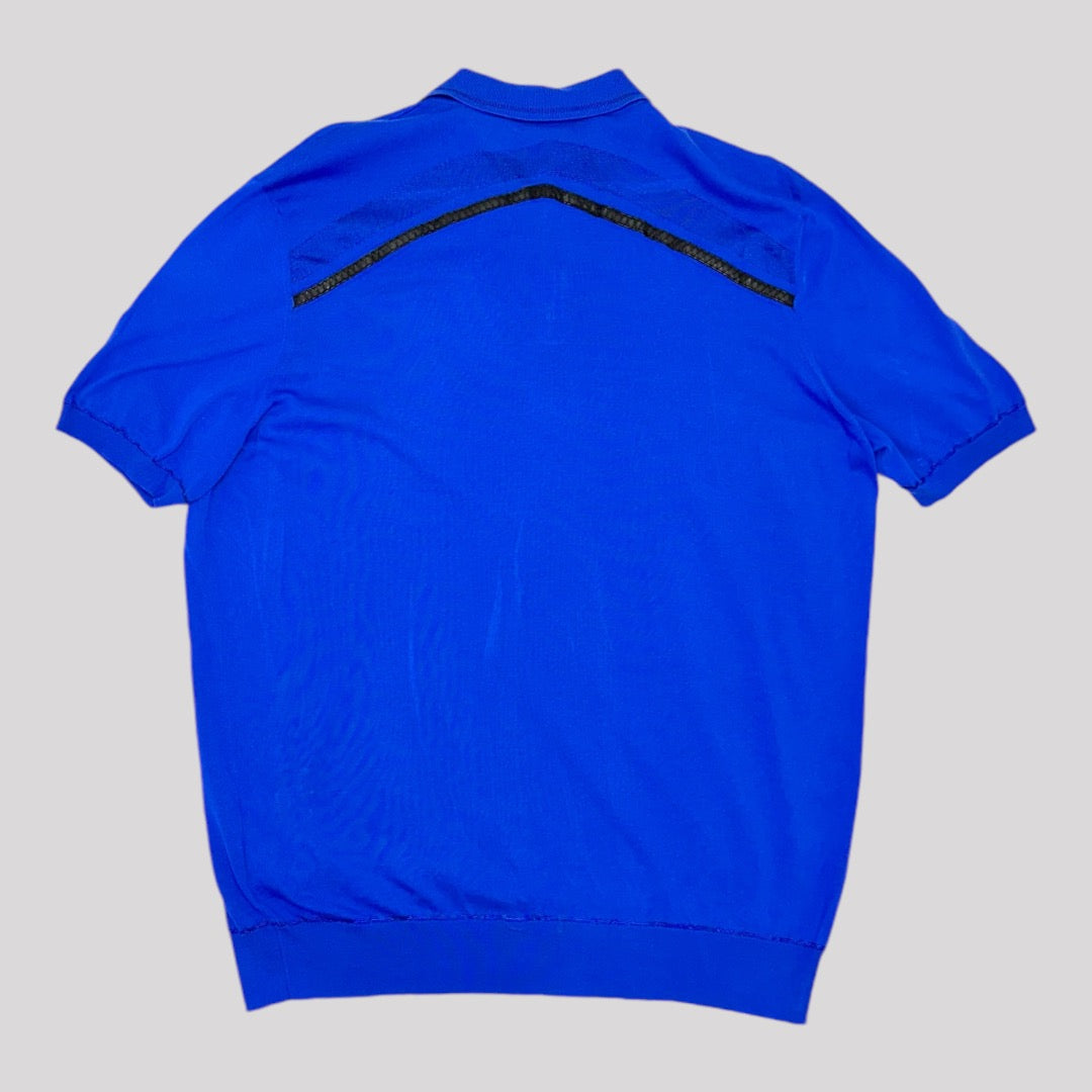 Stefano Ricci Leather Trim Embroidery Logo Zip Polo