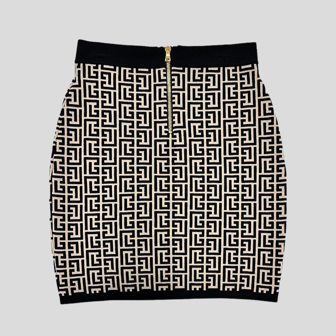 Balmain Monogrammed Knit Skirt