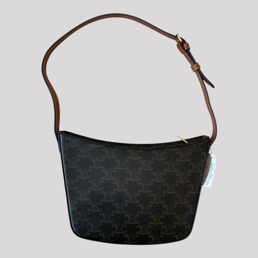 Celine Croque Hobo Triomphe Coated Canvas Medium