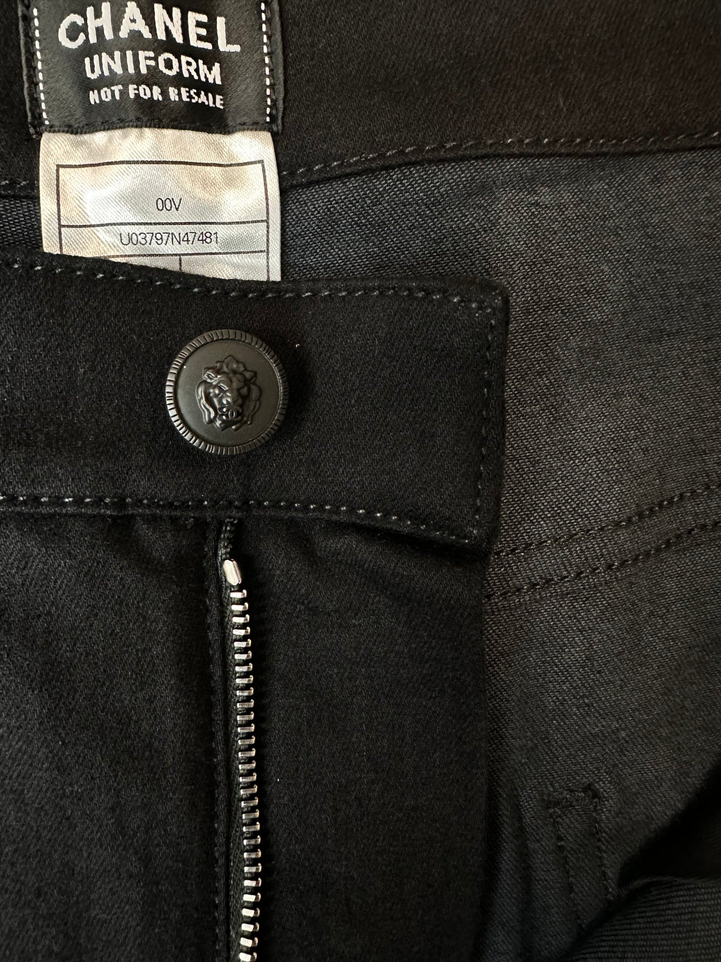 Chanel Employee Tiger CC Logo Button Straight Leg Jeans