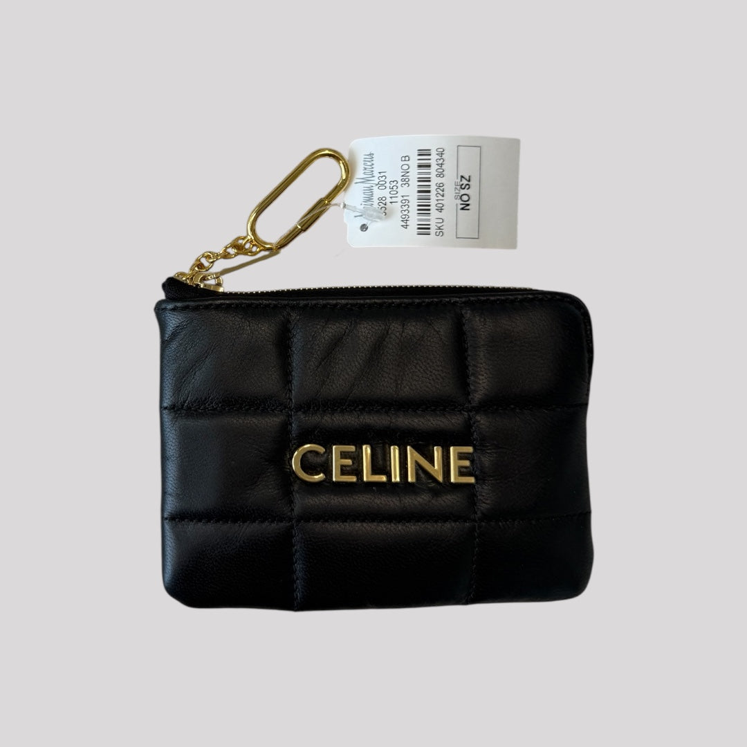 Celine Matelasse Monochrome Quilted Coin Card Pouch