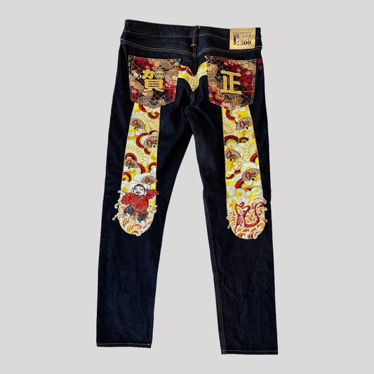 Evisu “Year of the Rat” Carrot-fit Selvedge Denim Jeans