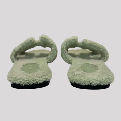 Hermes Oran Shearling Green Sandals