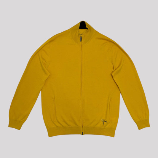 Bijan Silk And Cashmere Logo Cardigan
