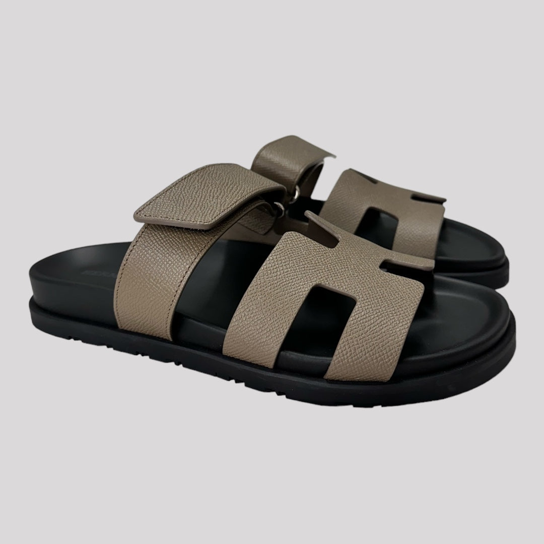 Hermes Chypre Natural Calfskin Leather Sandals