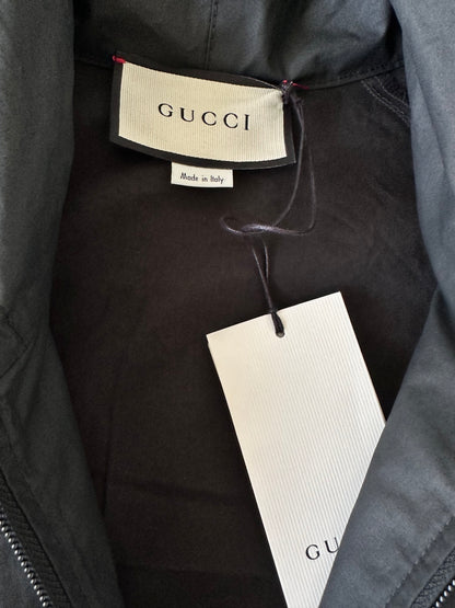 Gucci Black Web Stripe Hooded Windbreaker