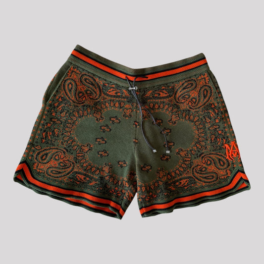 Amiri Bandana Jacquard Cotton and Cashmere-Blend Drawstring Shorts
