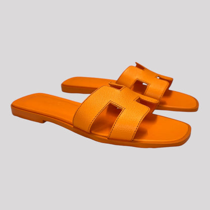 Hermes Oran Orange Sunset Epsom Sandals