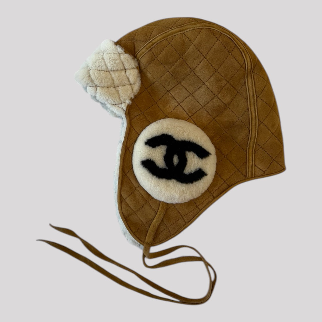 Chanel Quilted Shearling Trapper Hat
